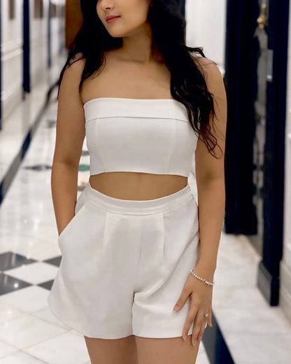 White high waisted shorts