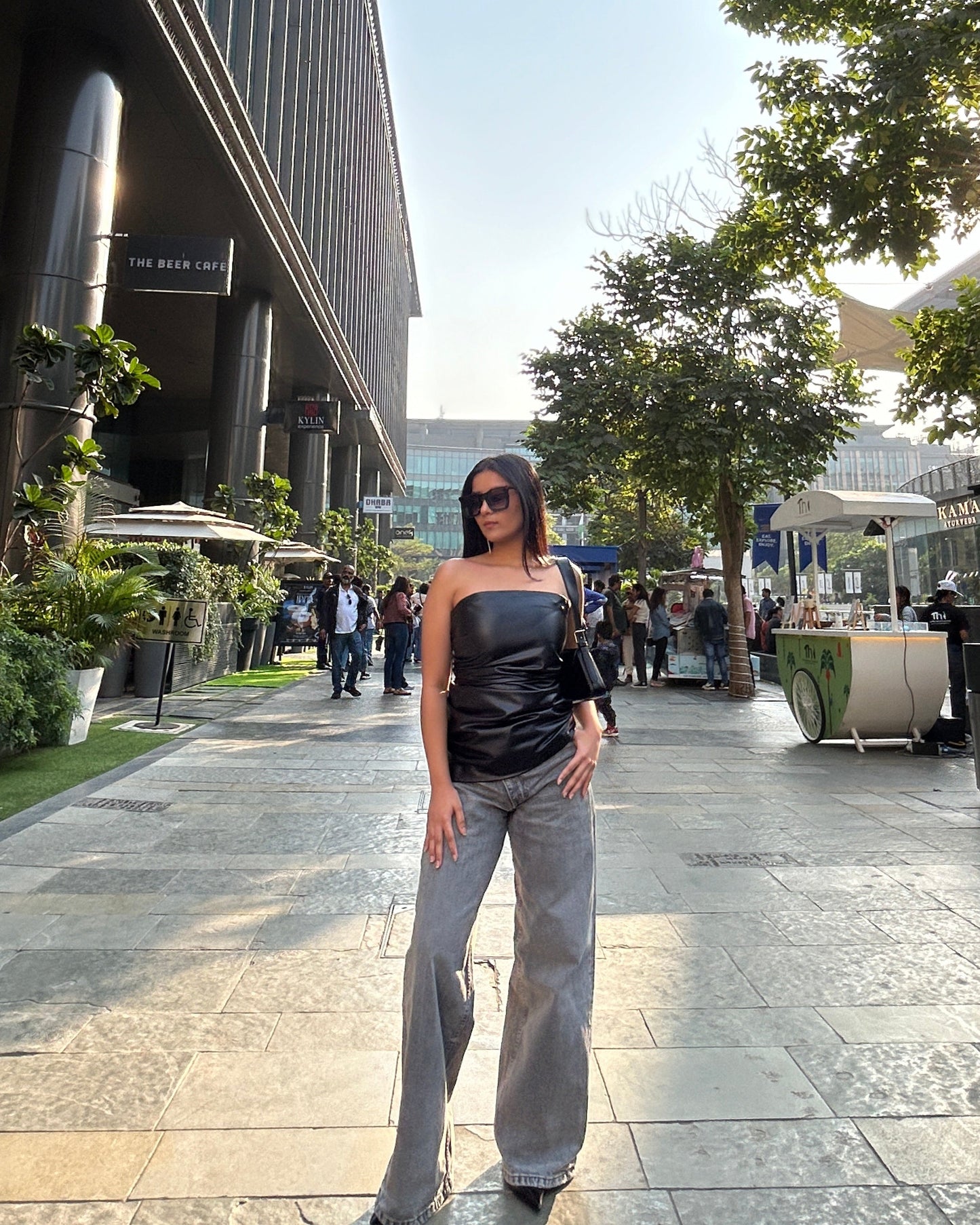 DESIREE Asymetrical leather top